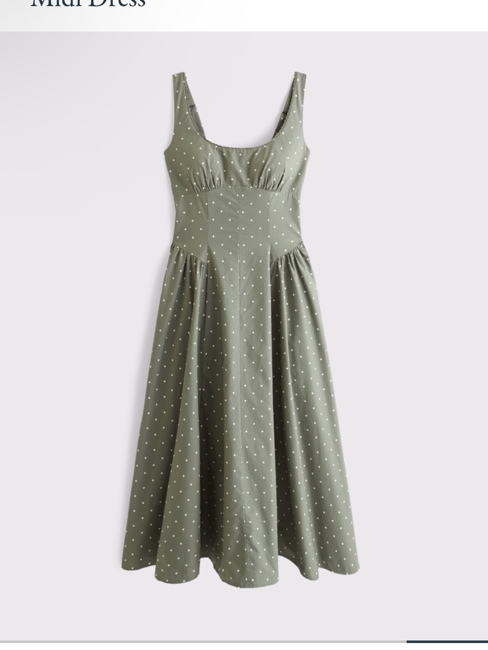 Abercrombie & Fitch Olive Green Polka Dot Scoop-Neck Midi Dress